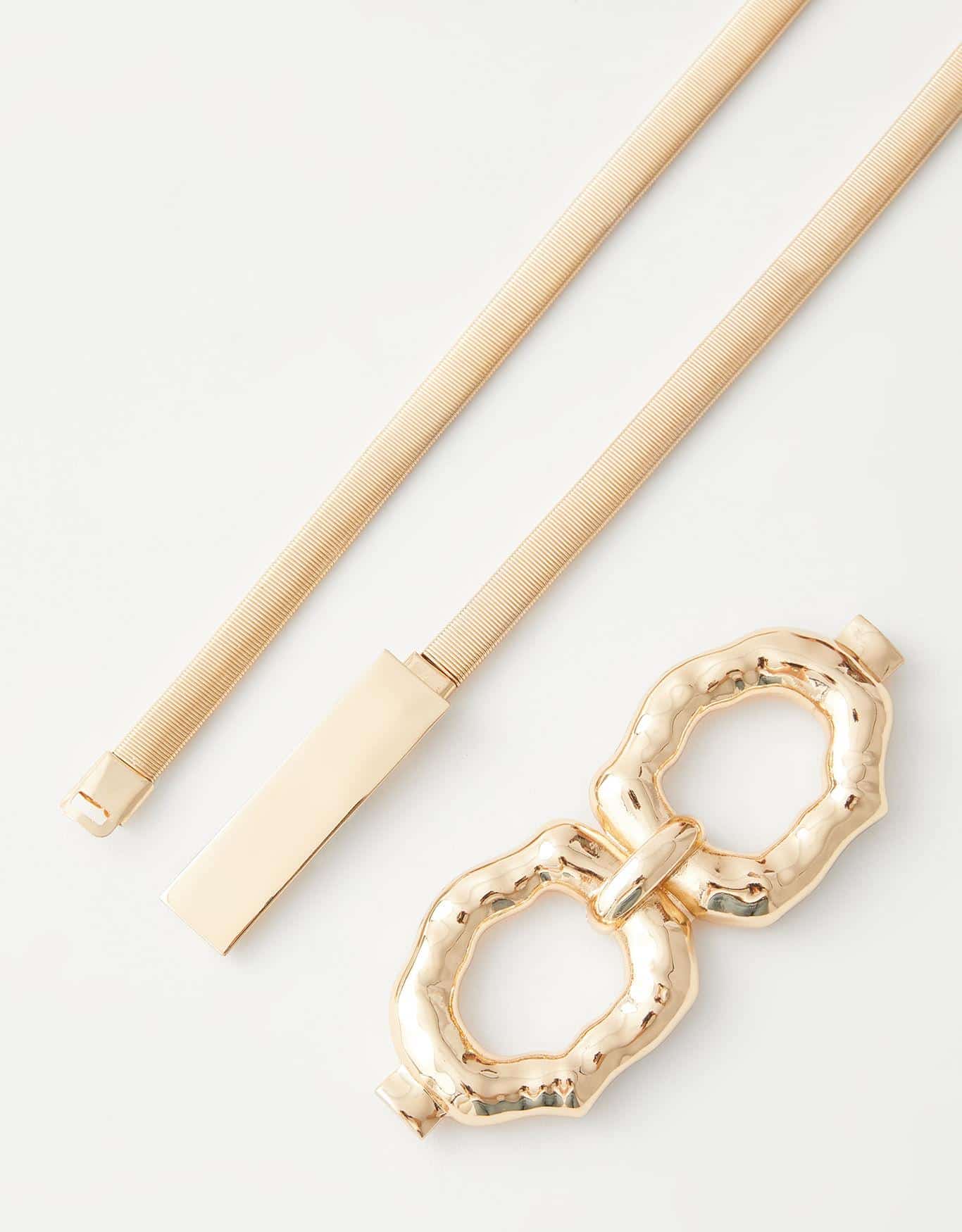 Cinto Fino Metal Com Dupla De Fivelas