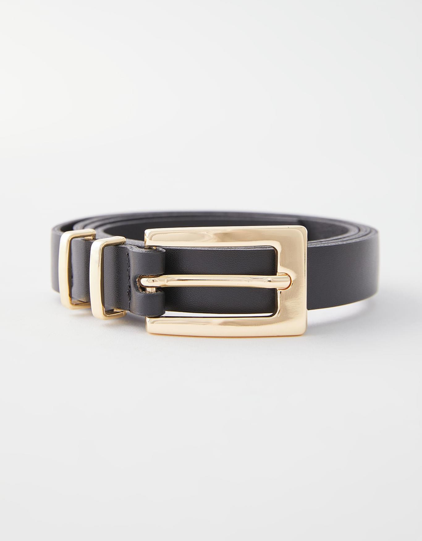 Cinto Fino Preto Fivela Dourada