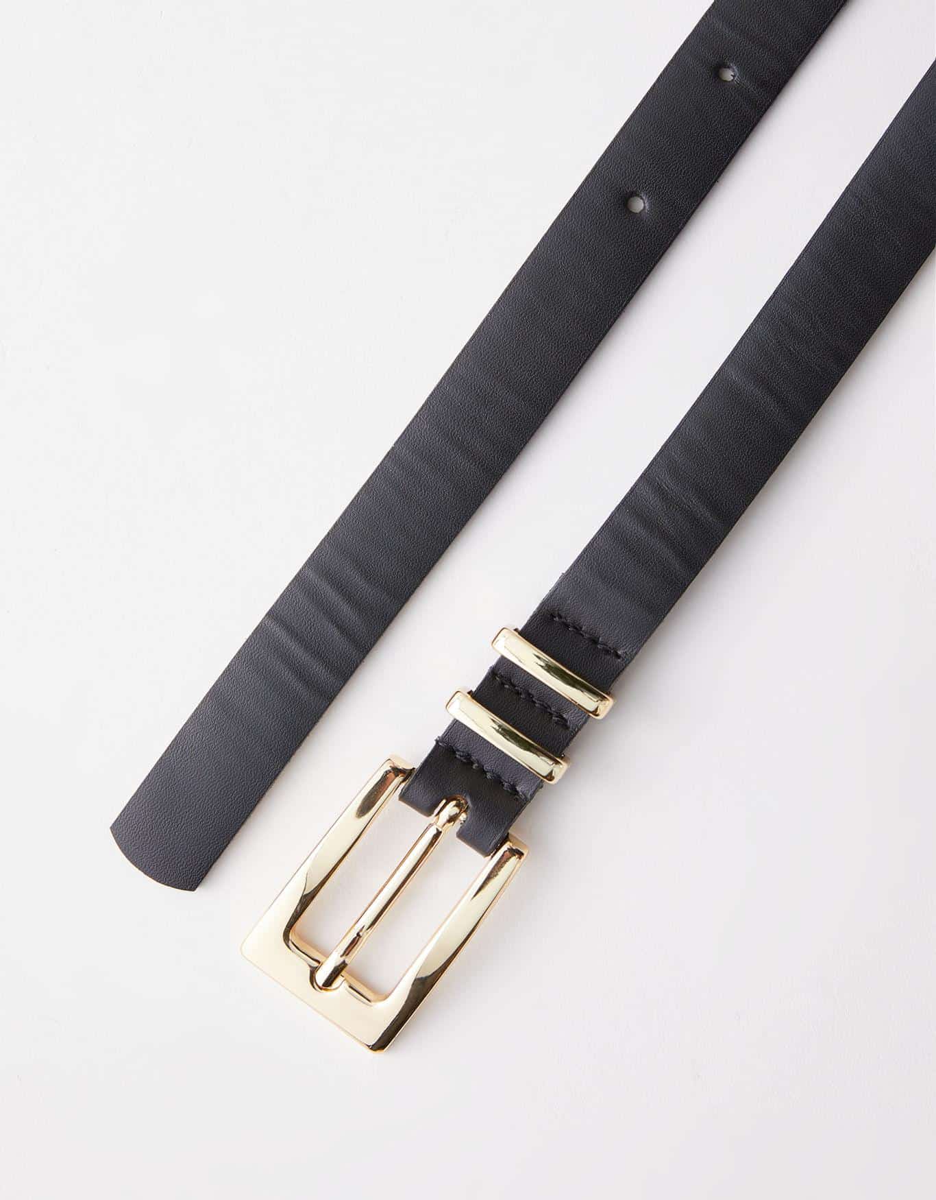 Cinto Fino Preto Fivela Dourada