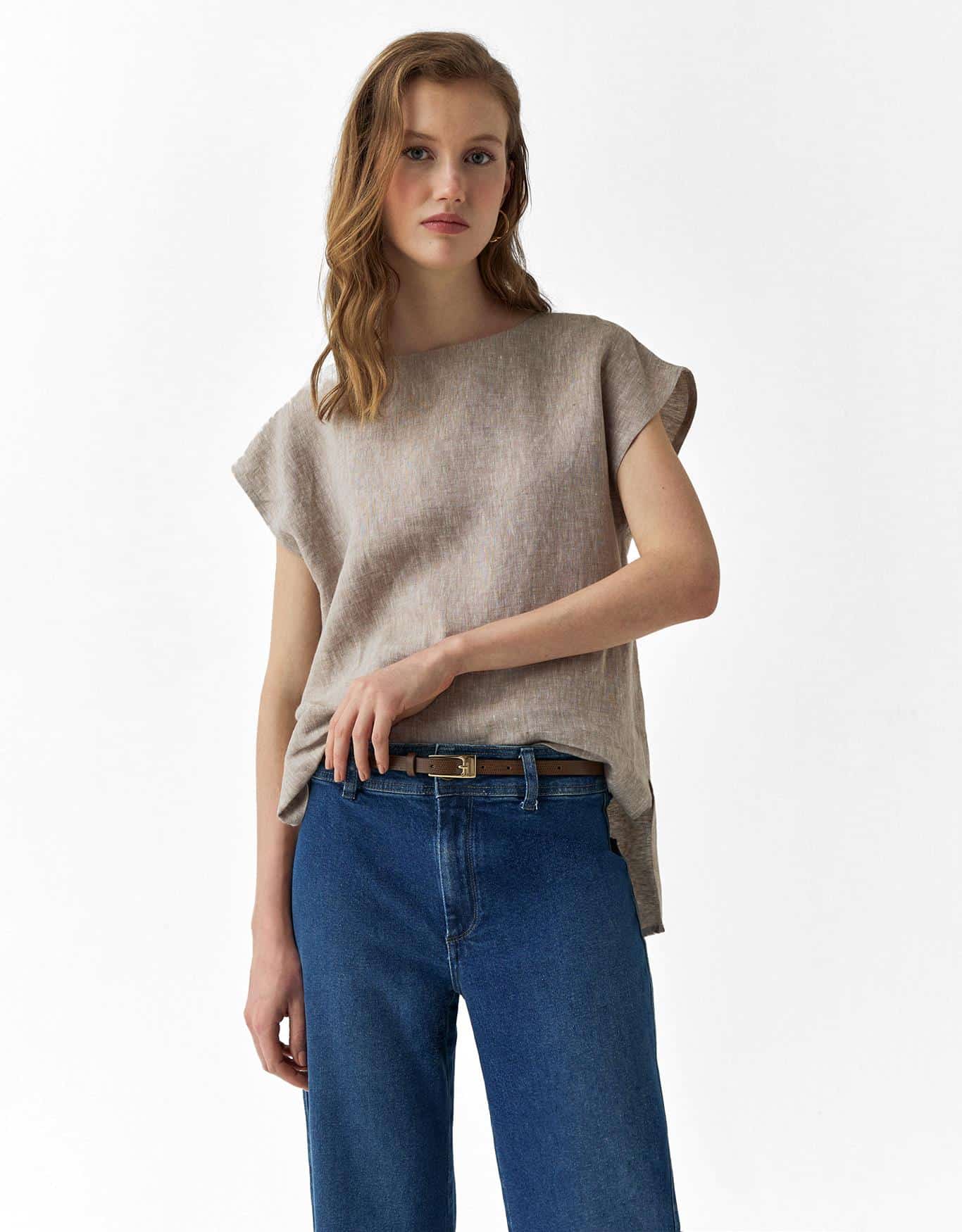 Cinto Fino Texturizado Marrom