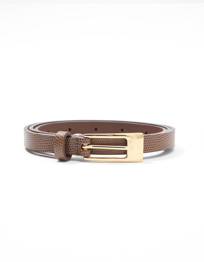 Shoulder — Cinto Fino Texturizado Marrom