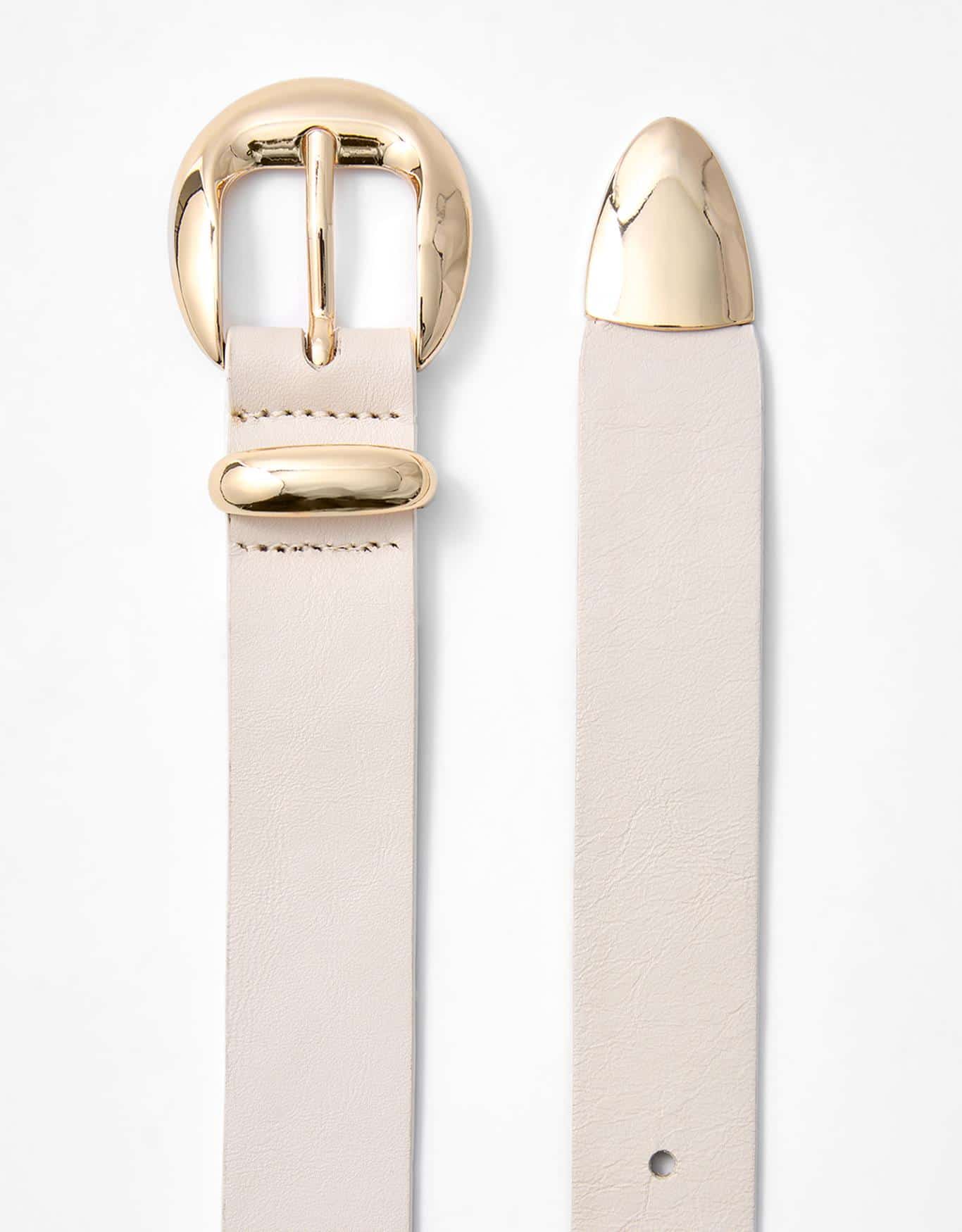 Cinto Off White Fivela Abaulada