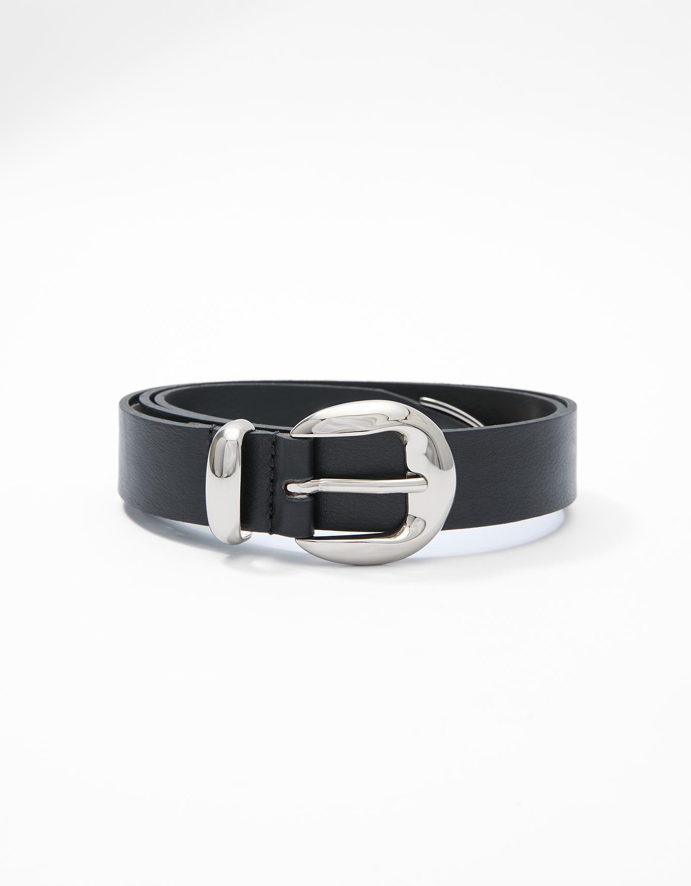 Cinto Preto Fivela Abaulada