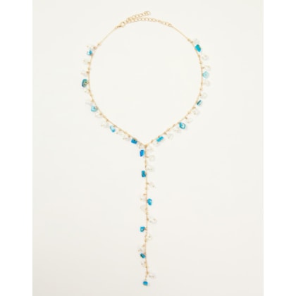 Colar Cascalhos Azuis e Madreperola