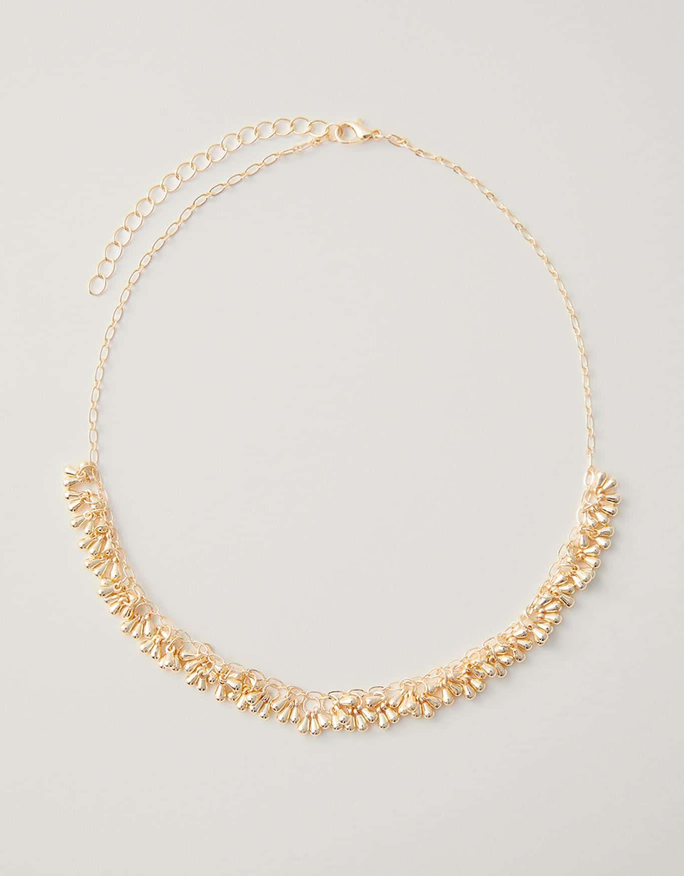 Colar Curto Cascata Gotas Dourado