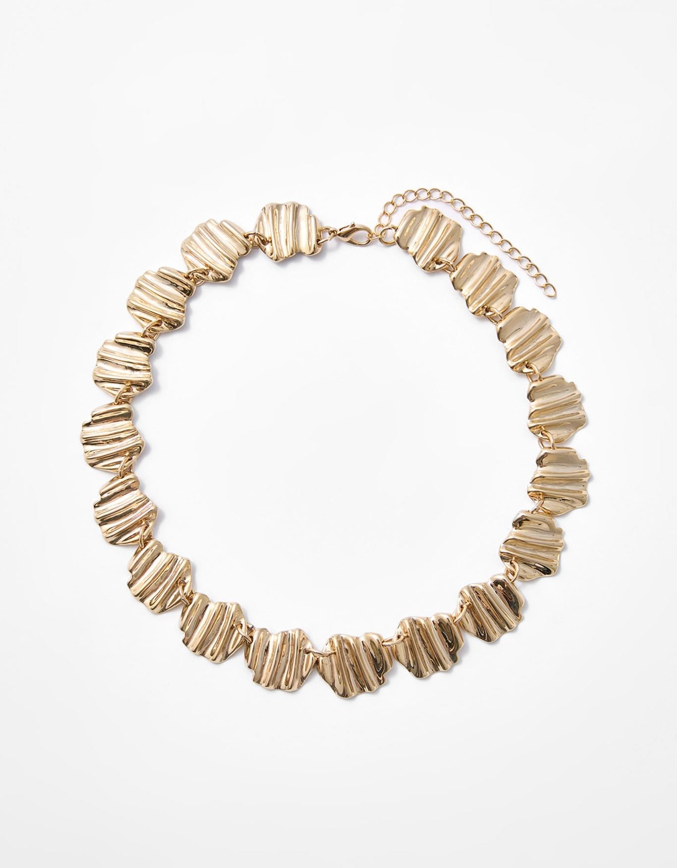 Colar Curto Elos Texturizados Niquel