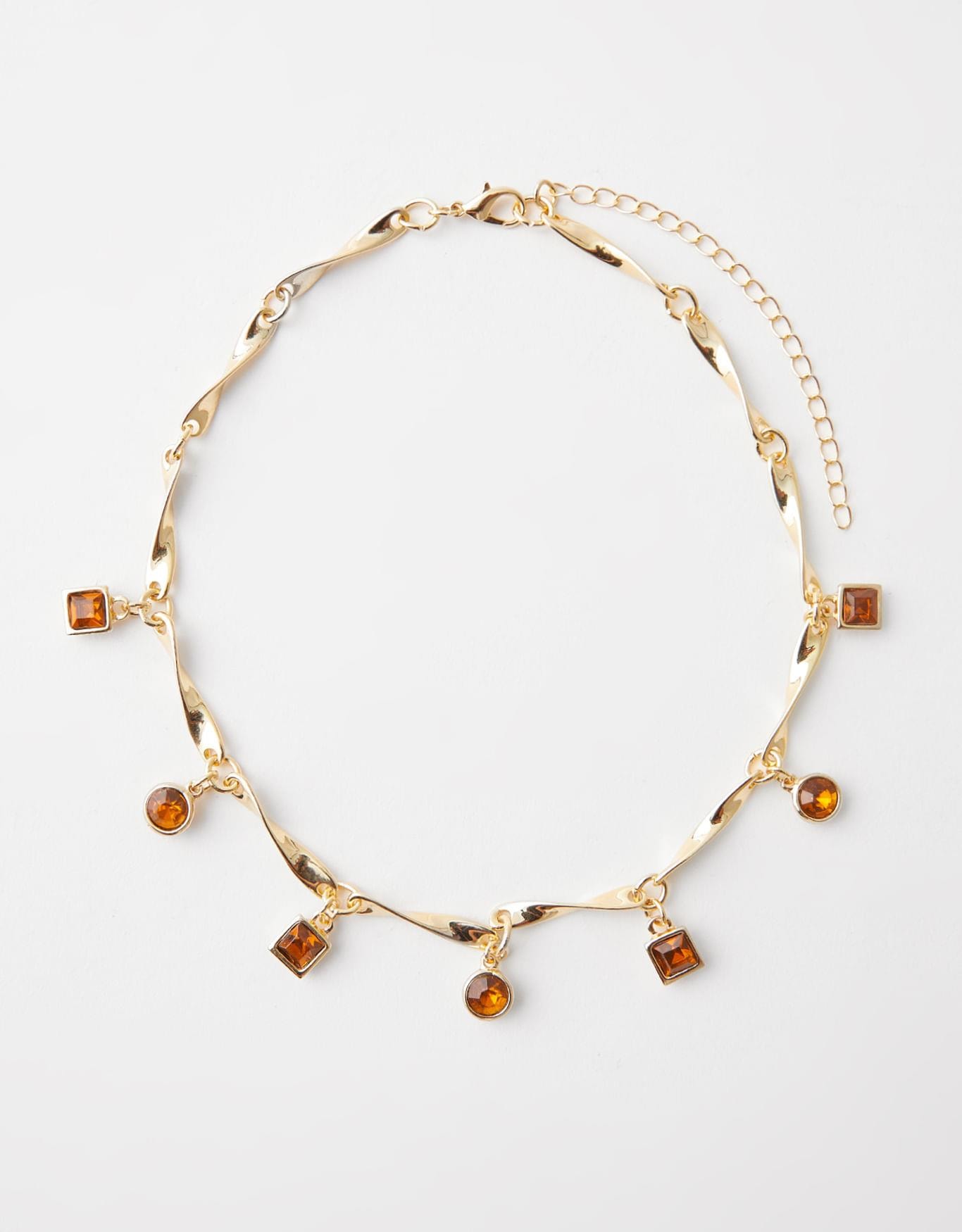 Colar Curto Metal e Pedrarias