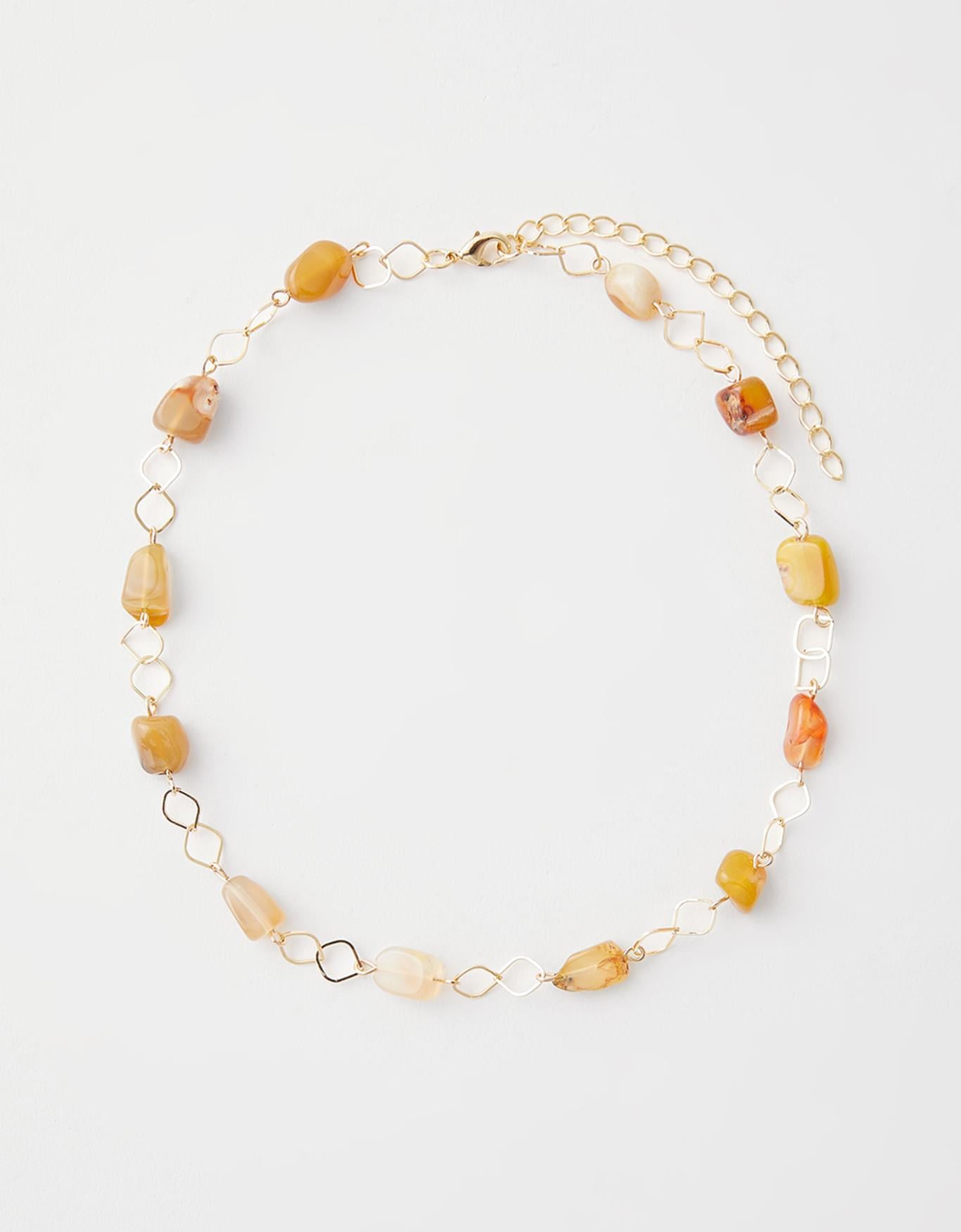 Colar Curto Metal e Pedras Naturais