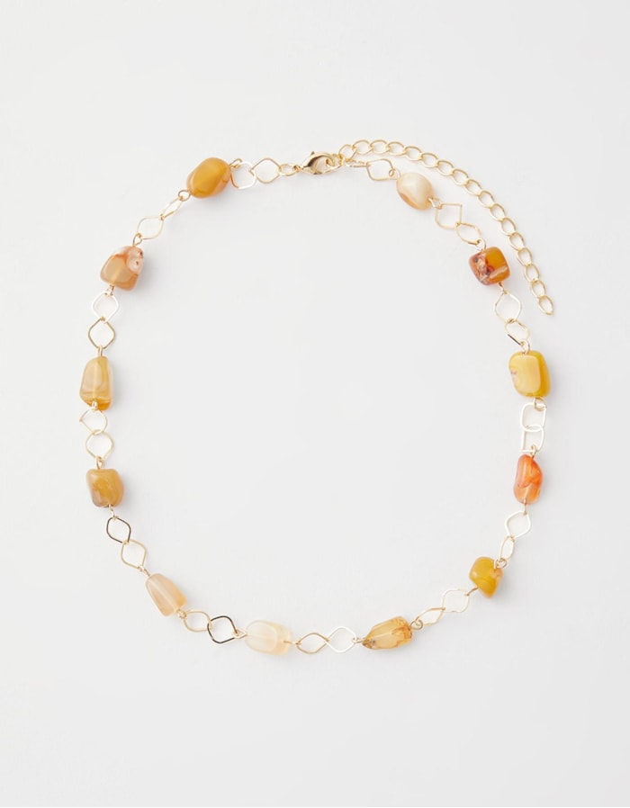 Shoulder — Colar Curto Metal e Pedras Naturais