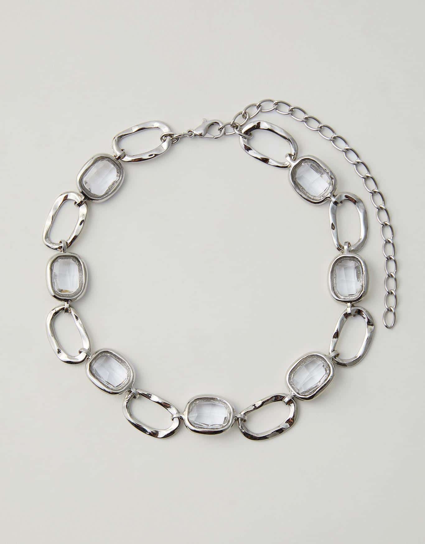 Colar Curto Metal e Resina Translúcida