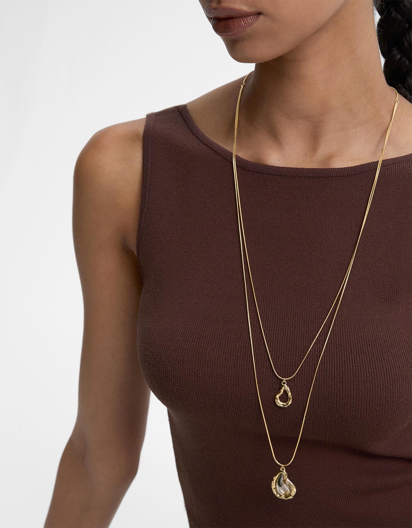 Colar Longo Dupla De Gotinhas