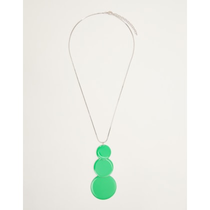 Colar Longo Metal e Resina Circulos