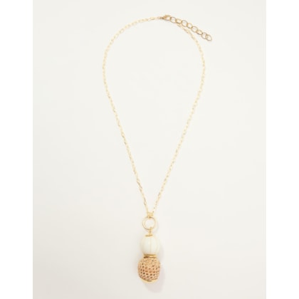 Colar Longo Palha e Resina