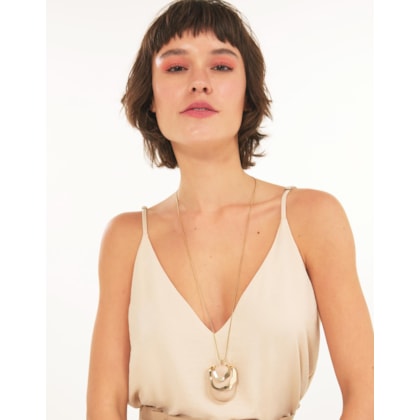 Colar Longo Semente Metal Organico