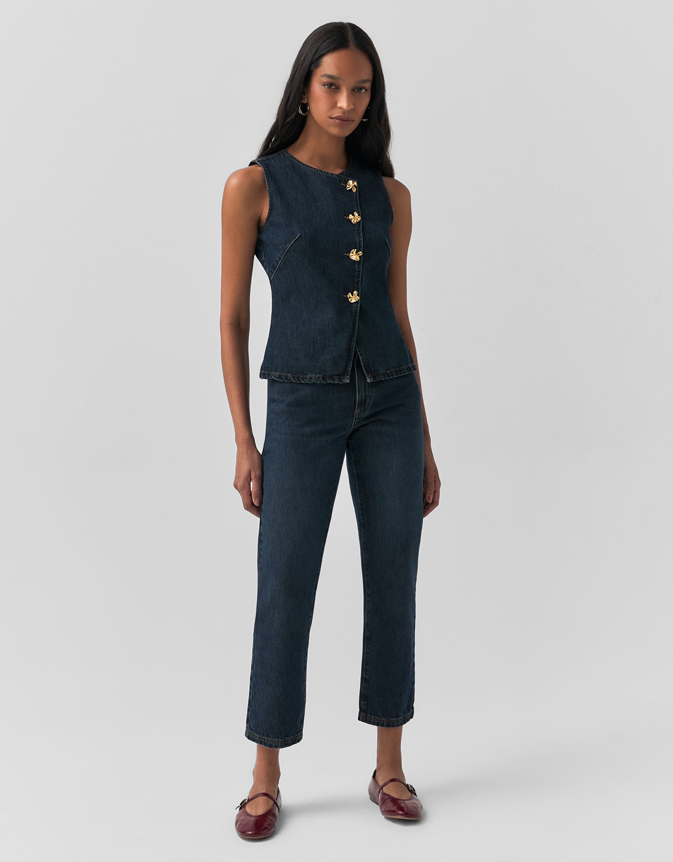 Colete Jeans Assimetrico