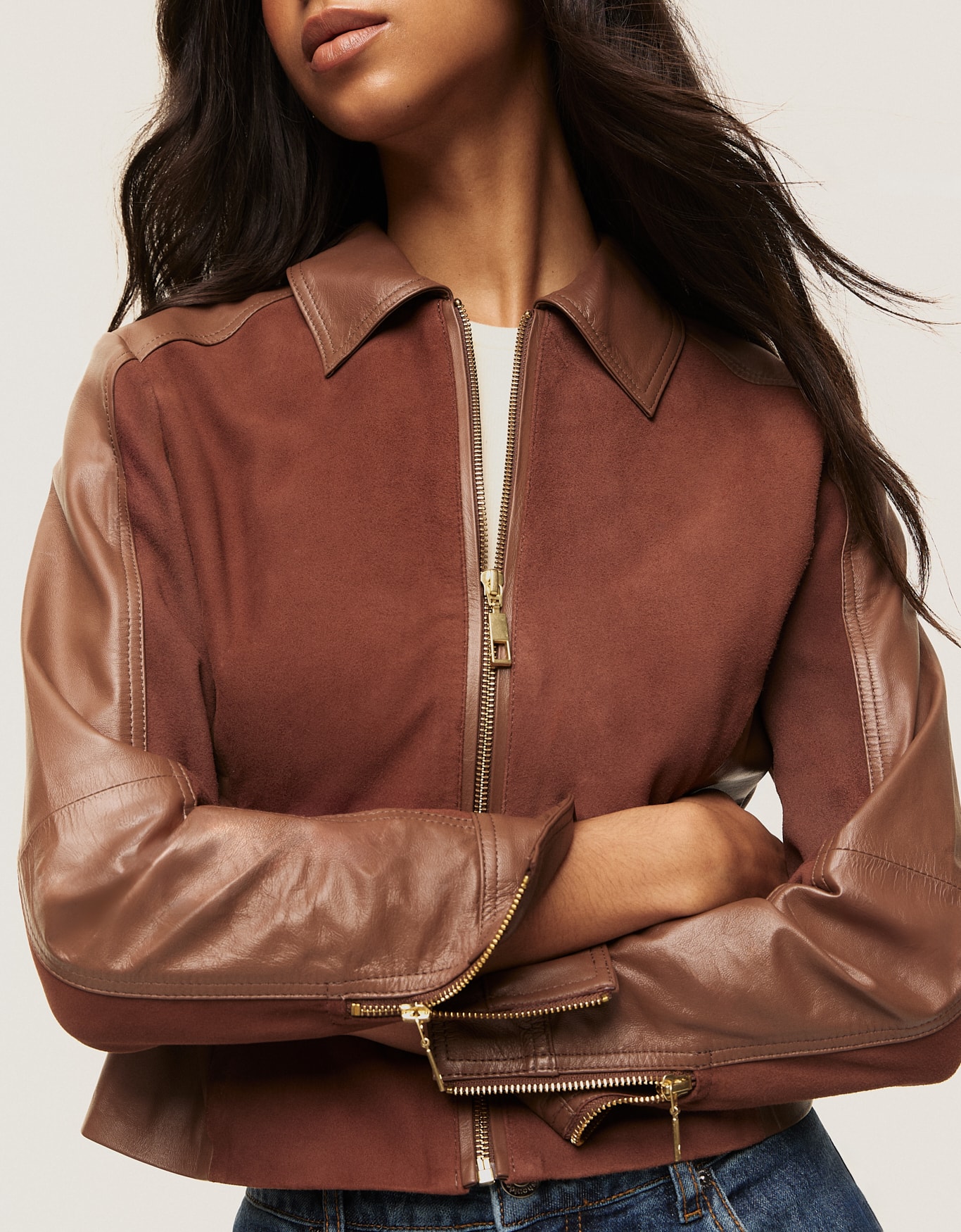 Jaqueta Couro e Chamois