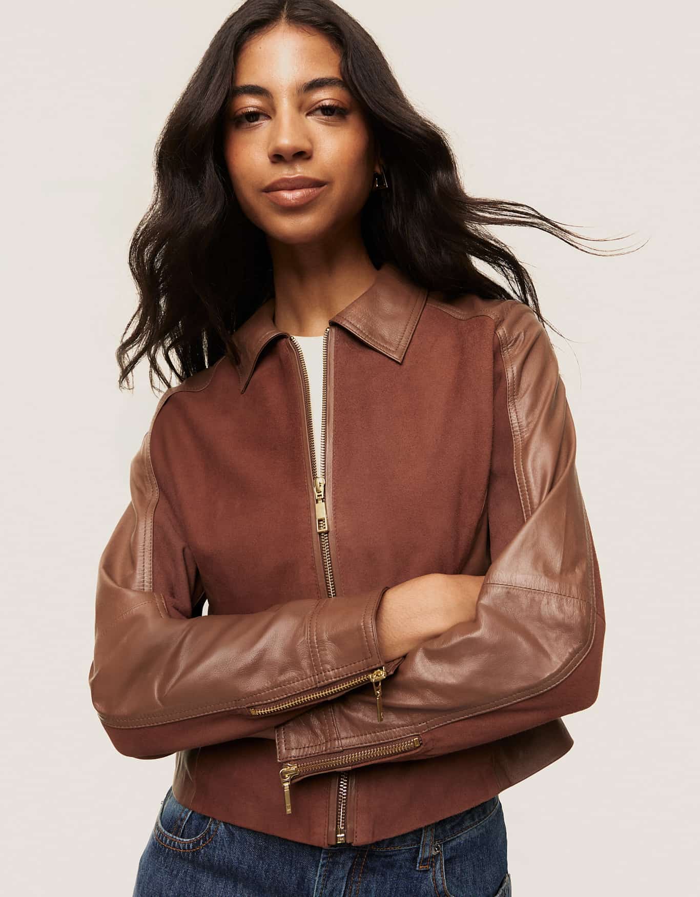 Jaqueta Couro e Chamois