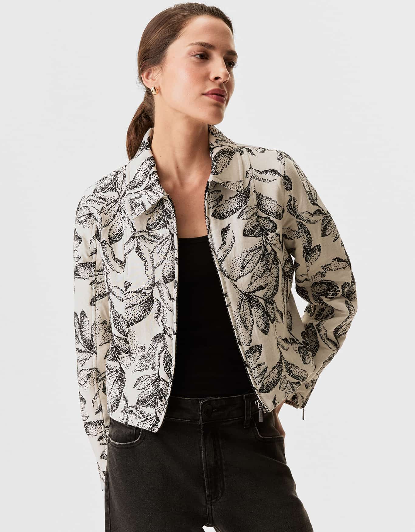 Jaqueta Jacquard Poa Folhagem