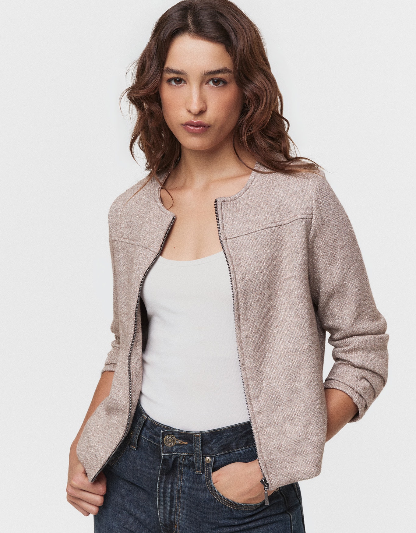 Jaqueta Malha Balone Lurex