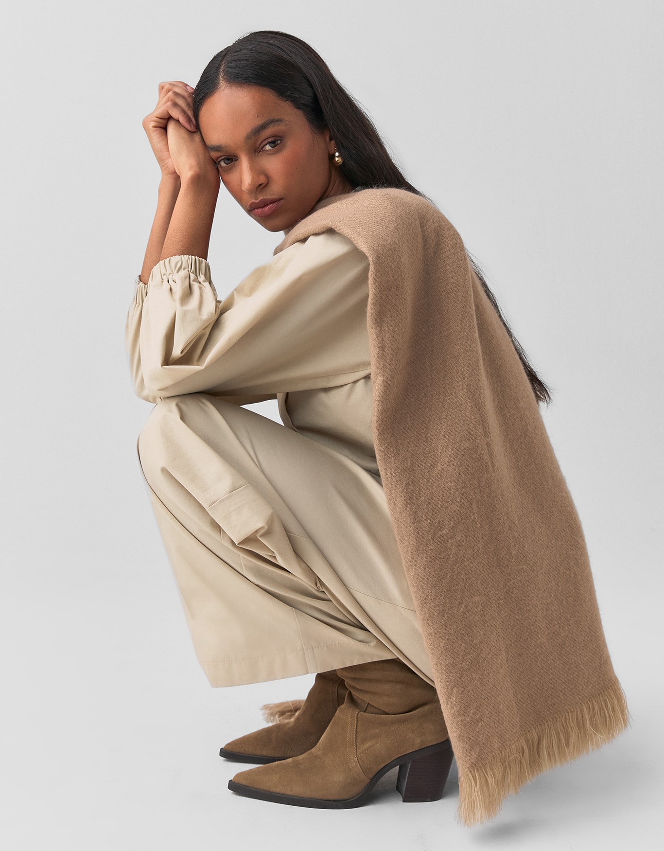 Lenço Dupla-Face Khaki