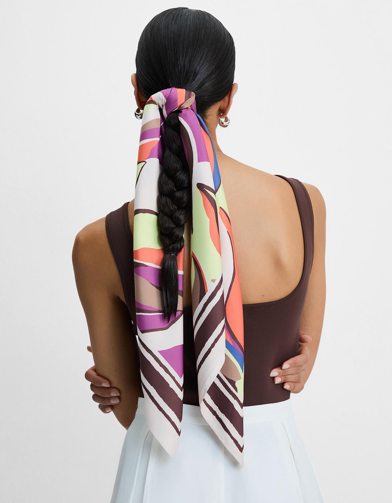 Lenço Floral Abstrato Barrado