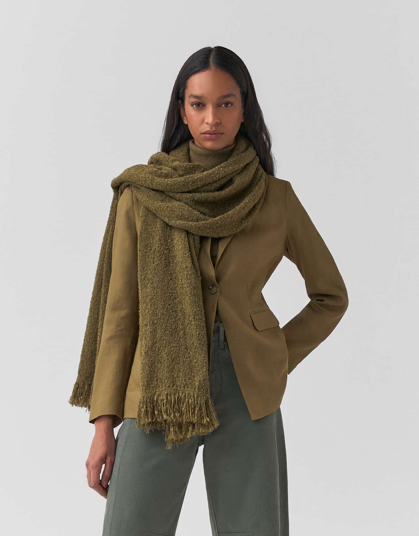 Lenço Tricô Verde Militar