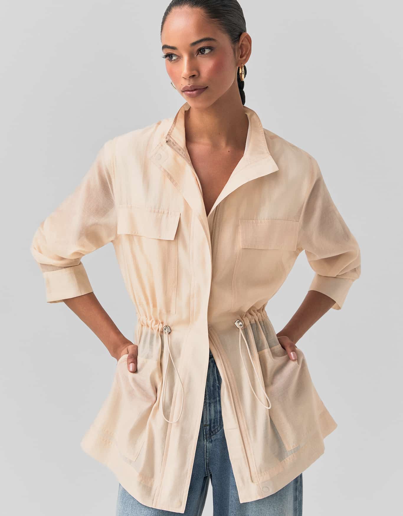 Parka Cintura Regulavel Areia