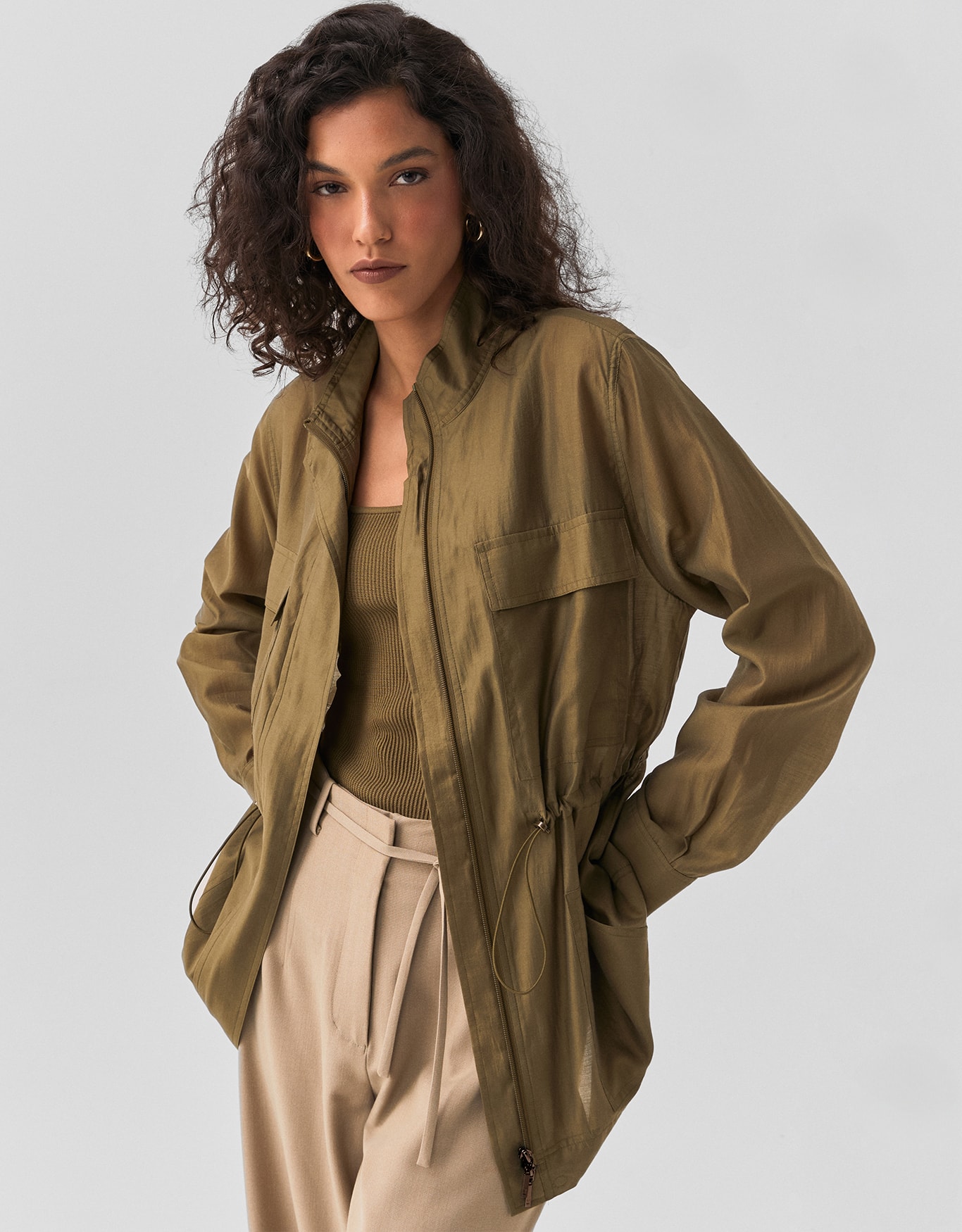Parka Cintura Regulavel Verde
