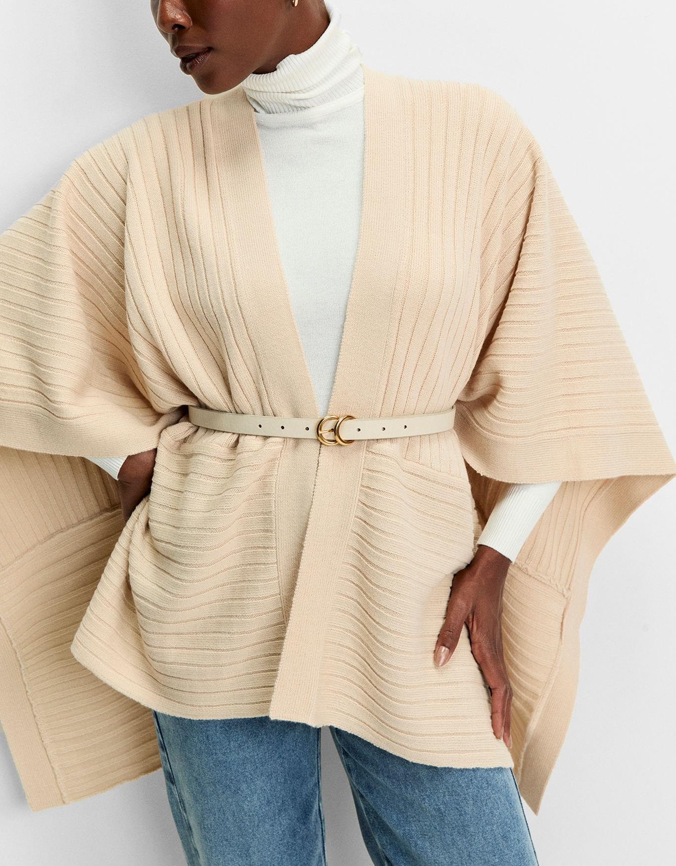 Poncho Tricot Canelado
