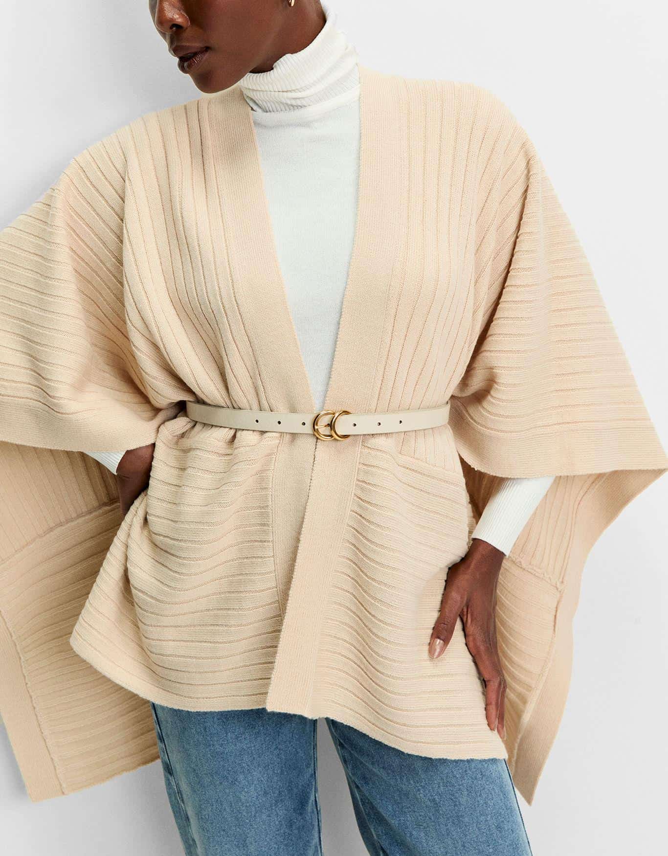 Poncho Tricot Canelado
