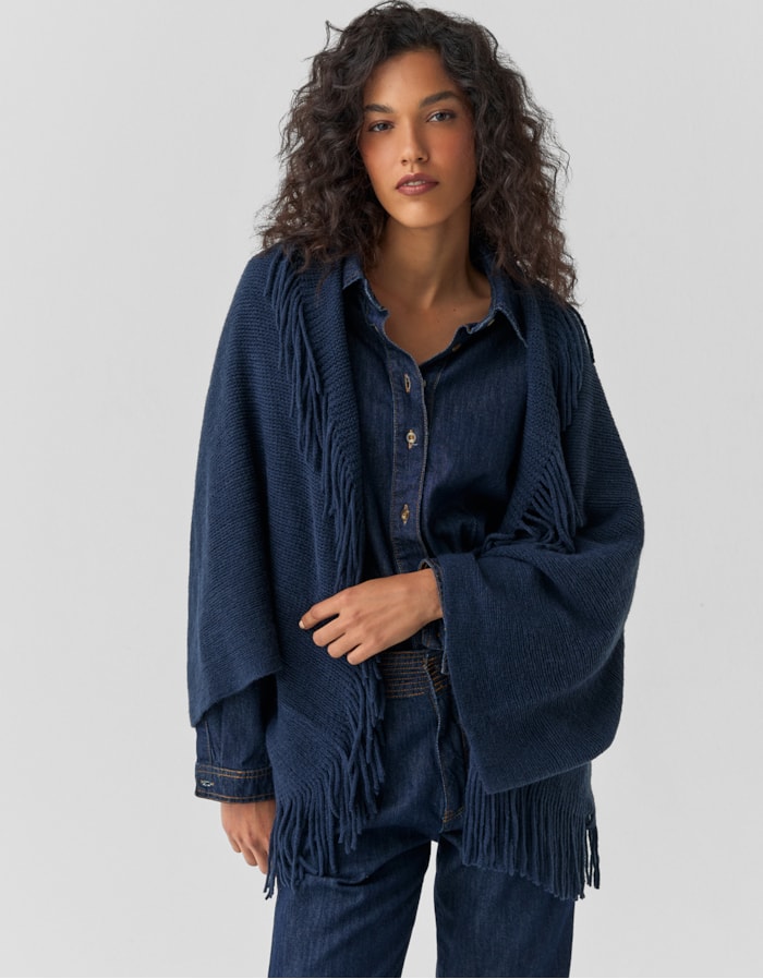 Shoulder — Poncho Tricot Franja Azul