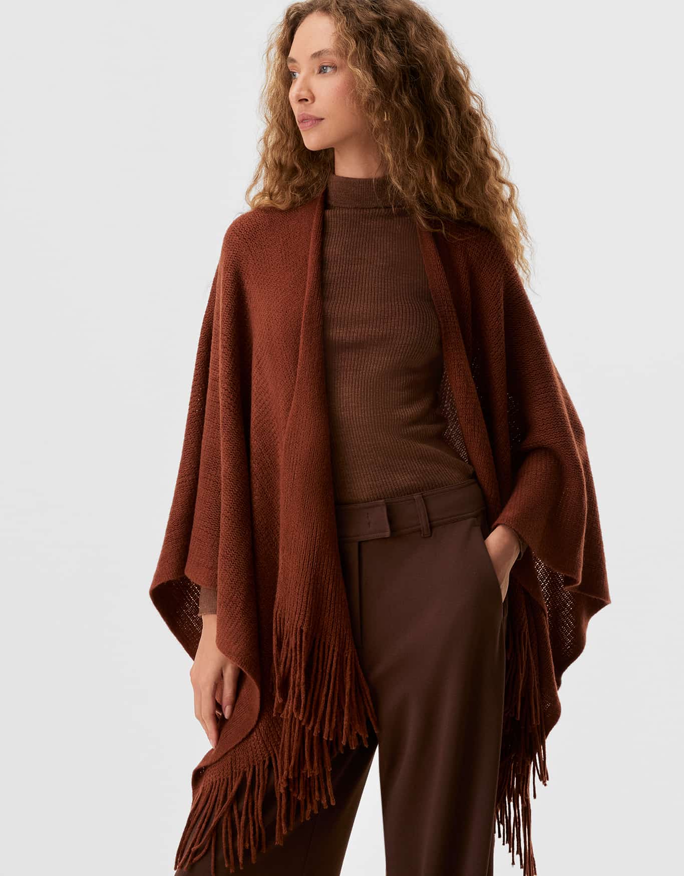 Poncho Tricot Franja Quadrado