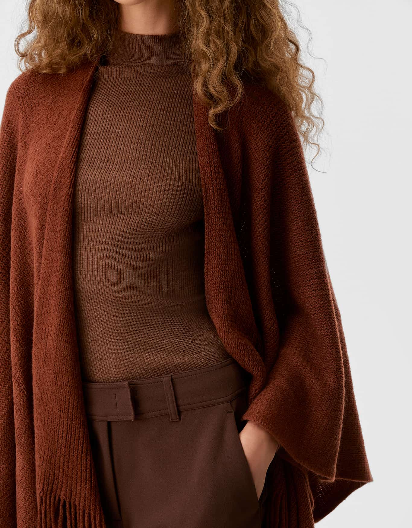Poncho Tricot Franja Quadrado