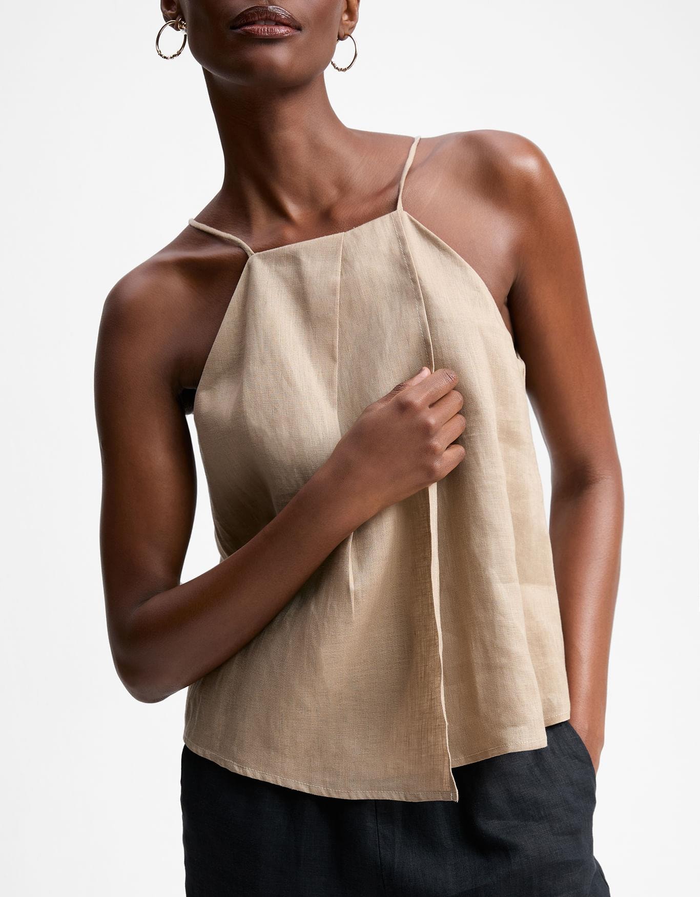 Regata Linho Pregas Fumê