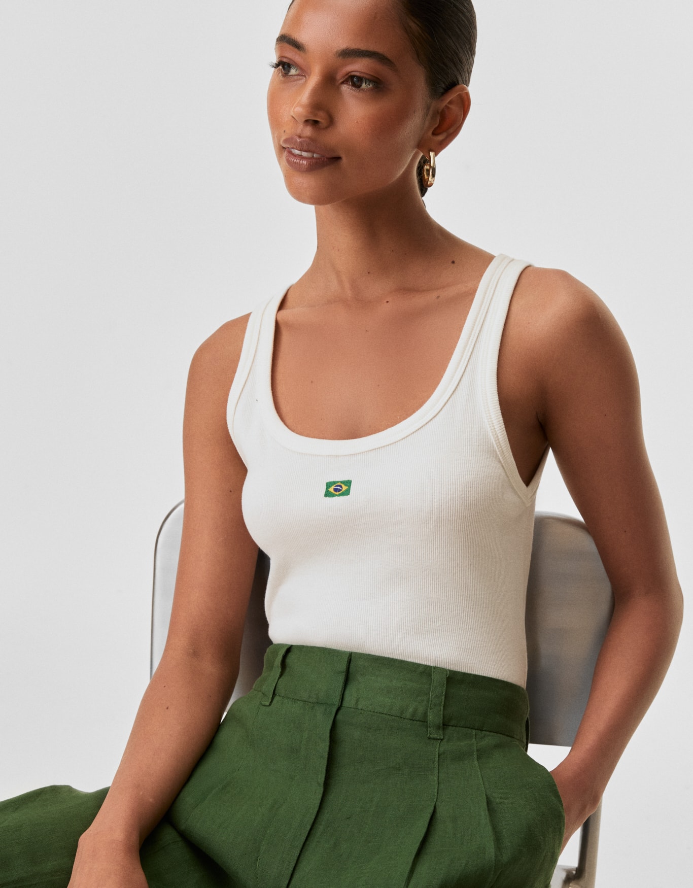 Regata Malha Bordado Bandeira