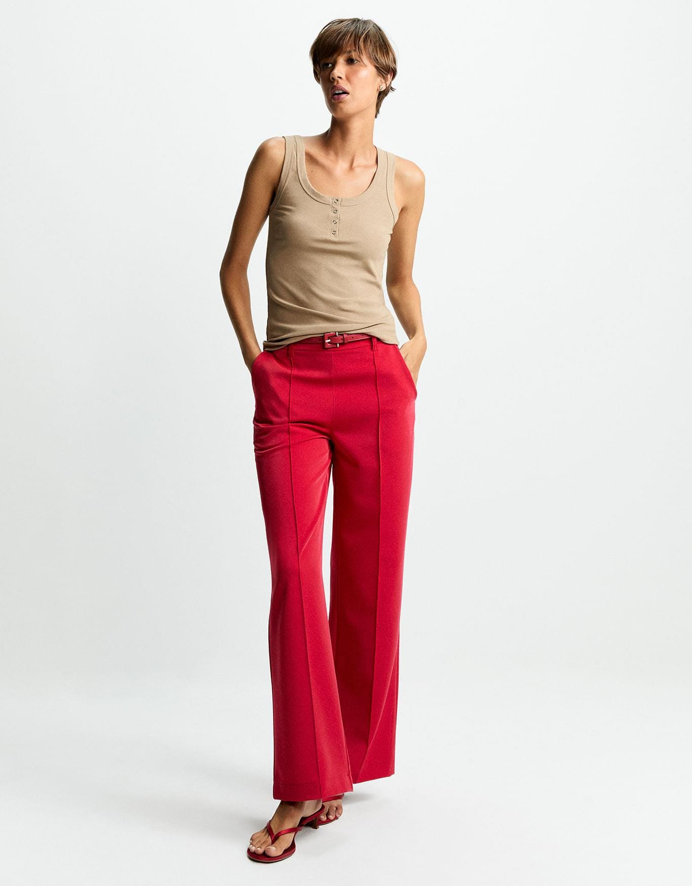 Regata Malha Canelada Botões