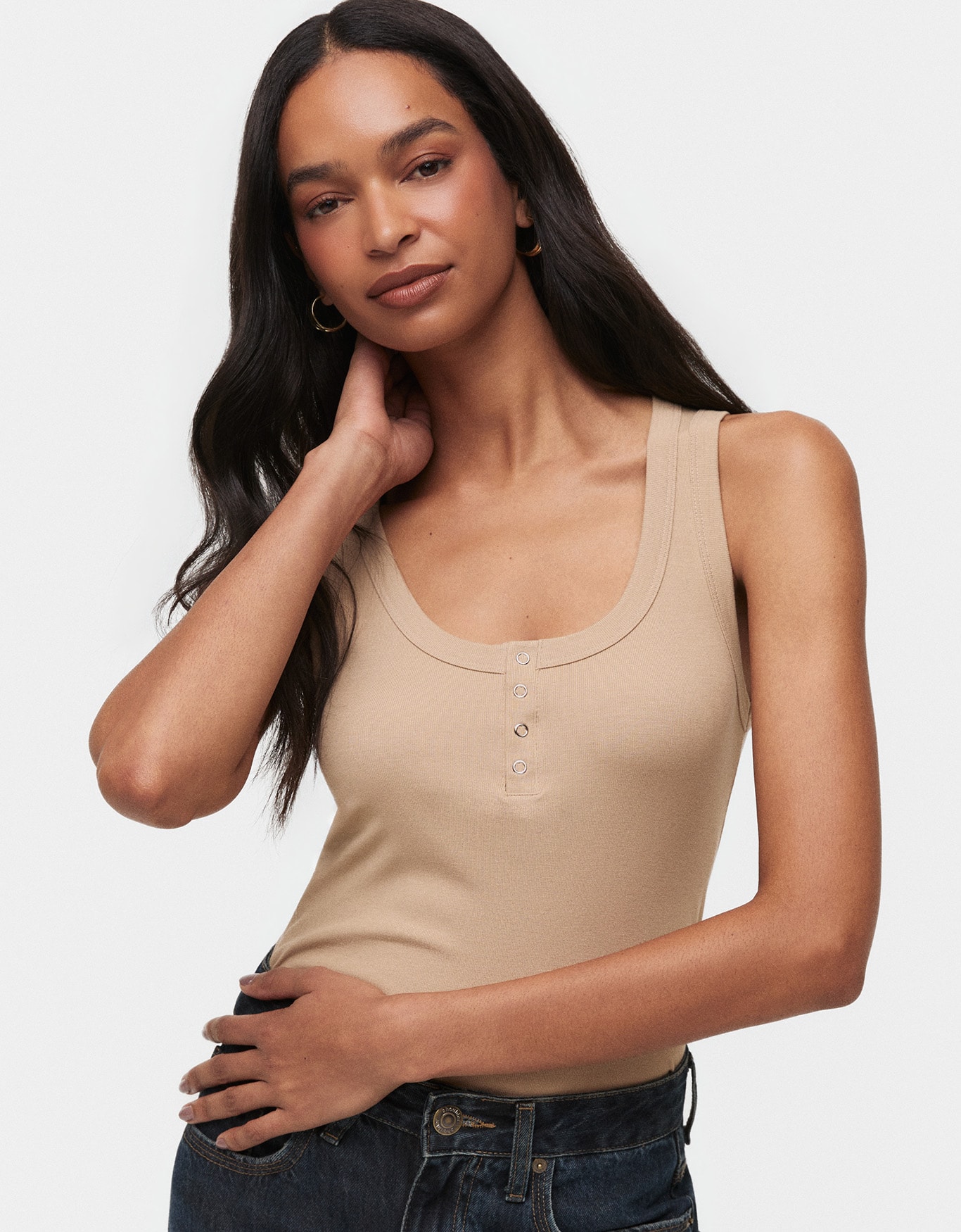 Regata Malha Canelada Botões