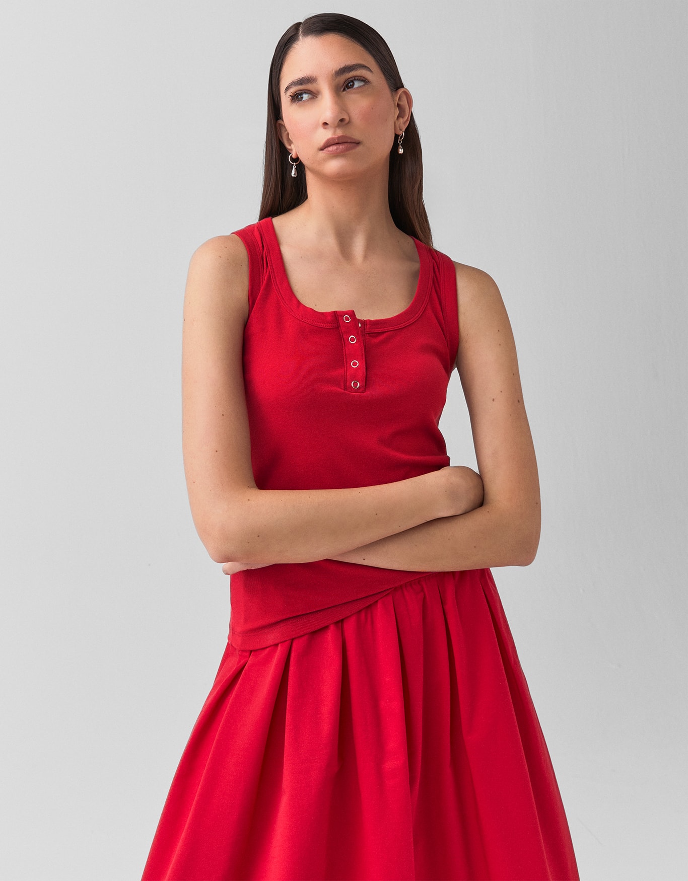 Regata Malha Canelada Botões