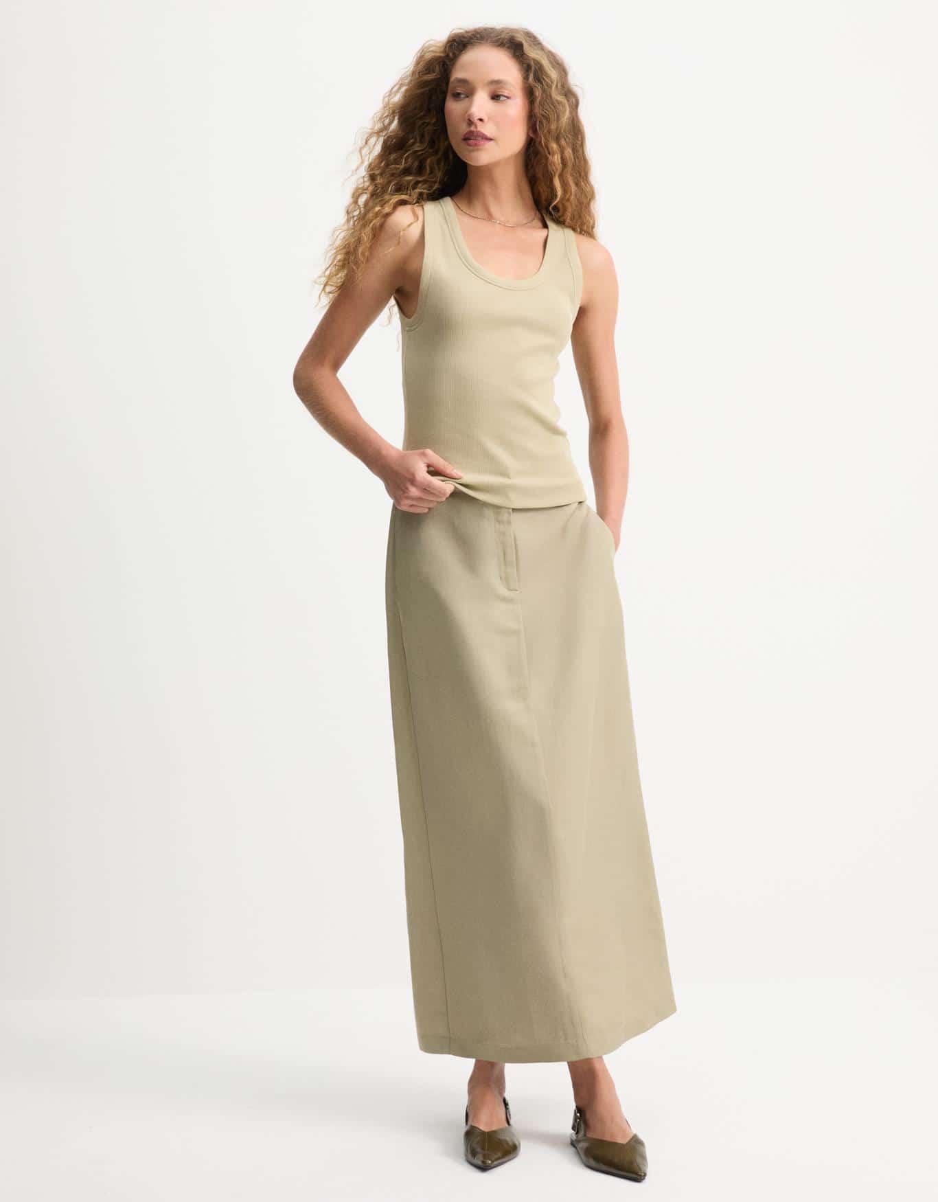 Regata Malha Canelada Decote u