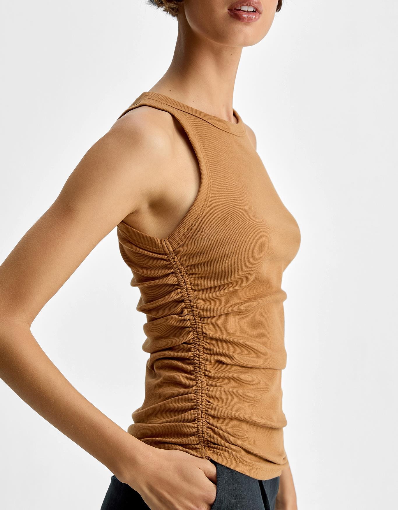 Regata Malha Franzido Lateral