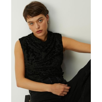 Regata Malha Veludo Onça