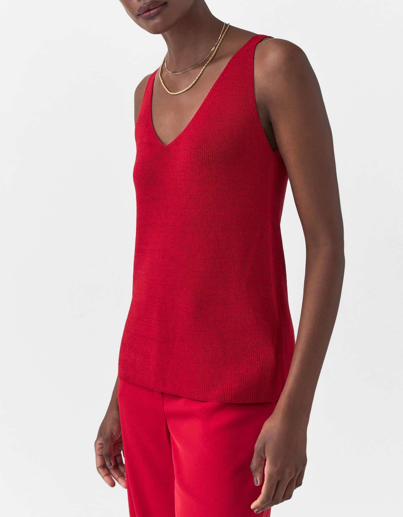 Regata Tricot Alça Fina Vermelha