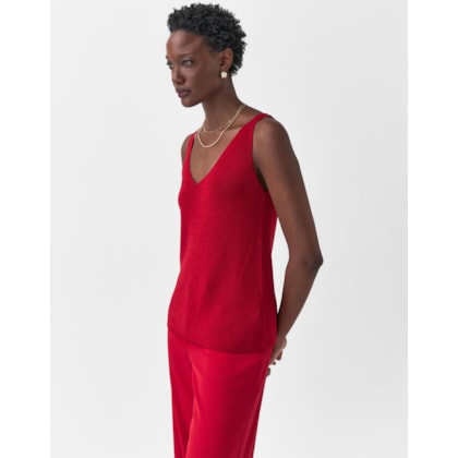 Regata Tricot Alça Fina Vermelha