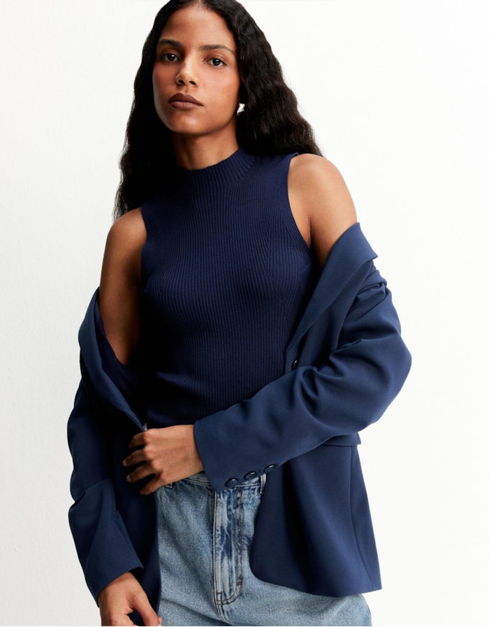 Regata Tricot Canelada Gola Alta