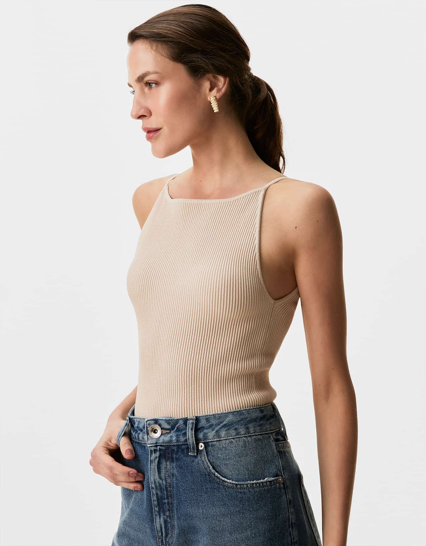 Regata Tricot Canoa Estruturada 360