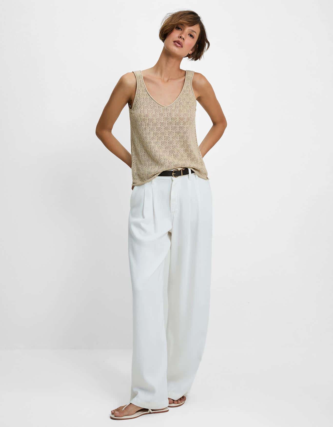 Regata Tricot Textura Dourada