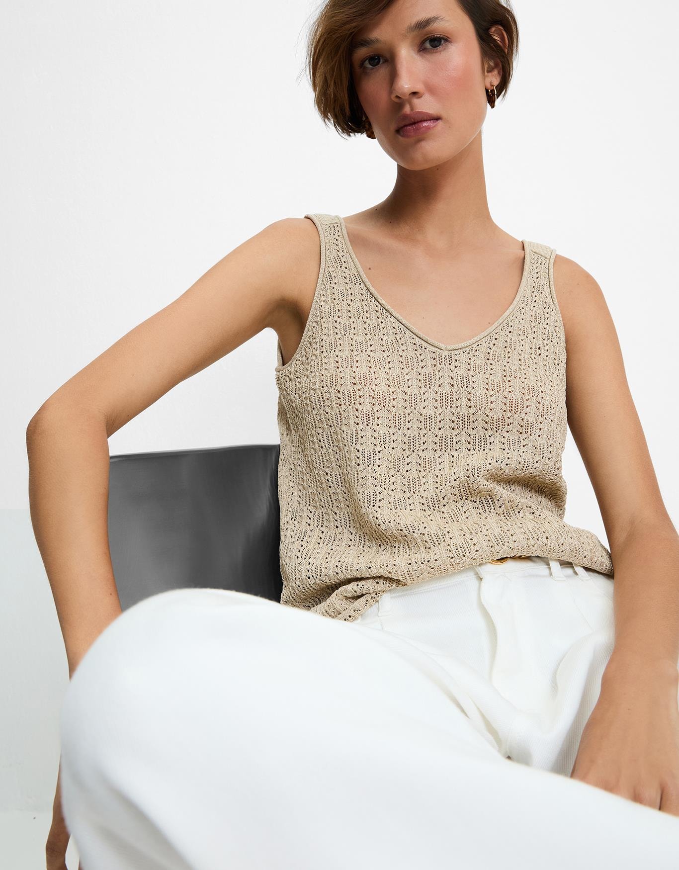 Regata Tricot Textura Dourada