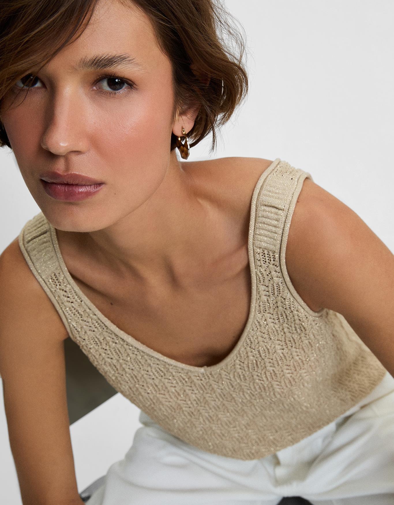 Regata Tricot Textura Dourada