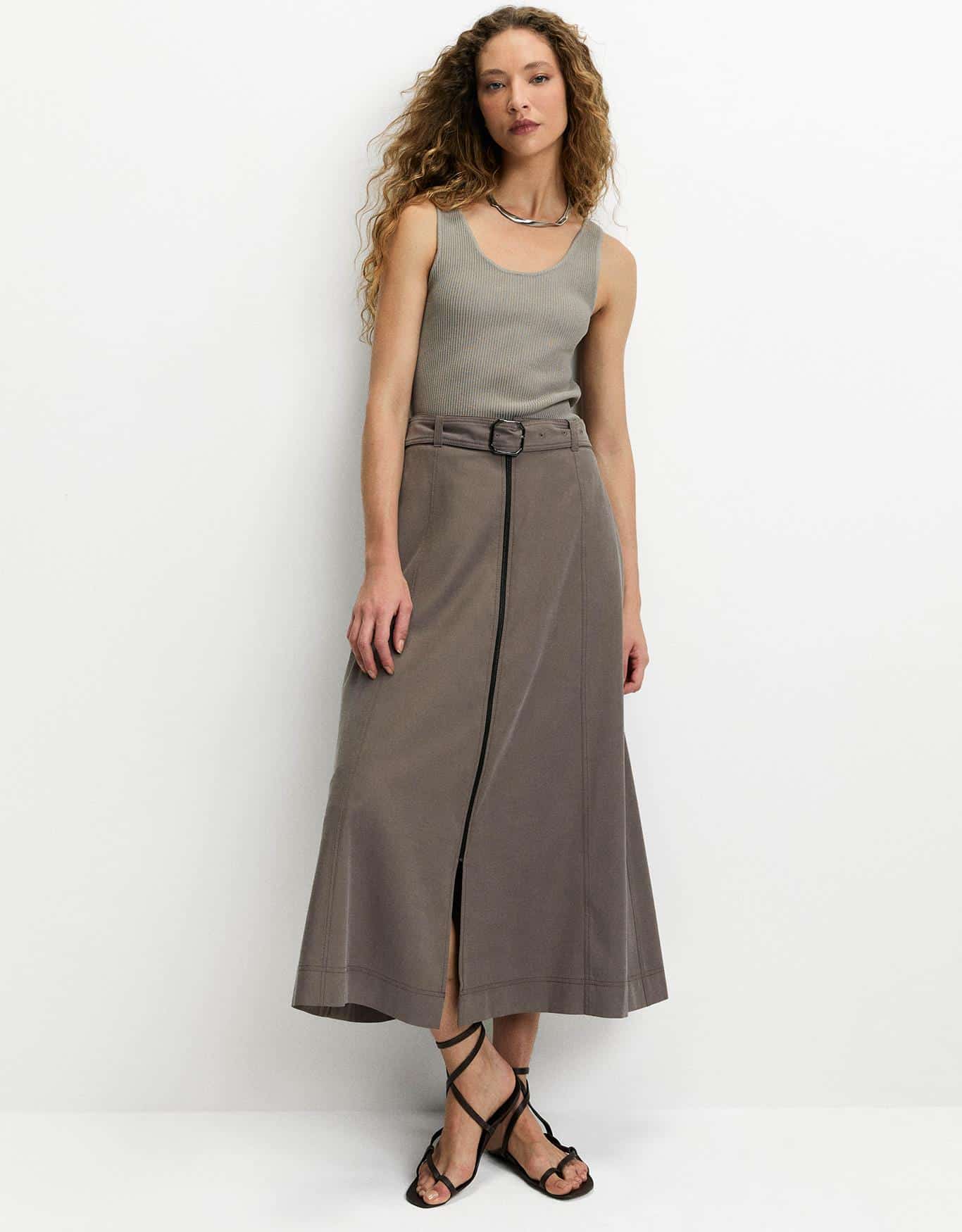 Saia Evasê Com Zíper