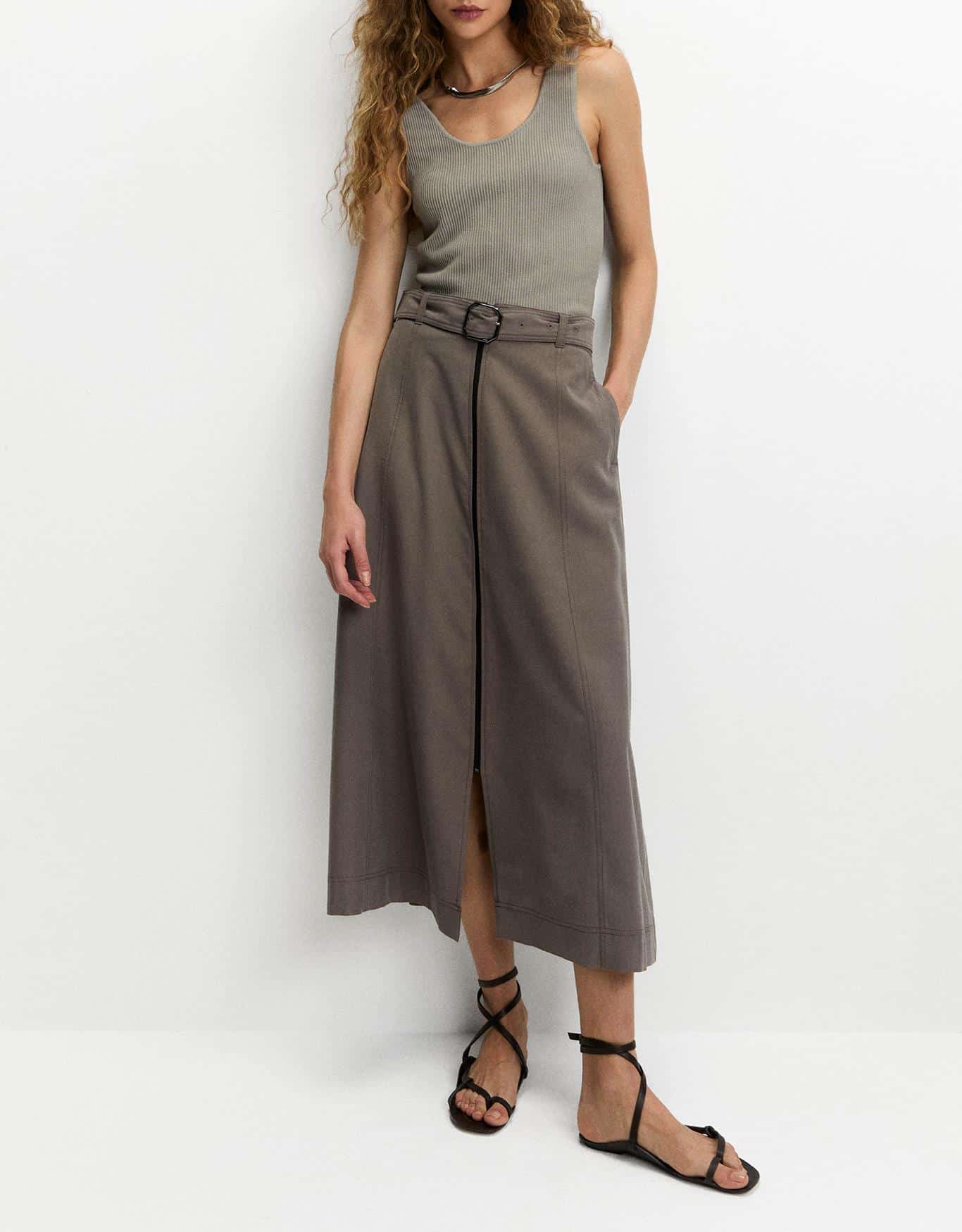 Saia Evasê Com Zíper